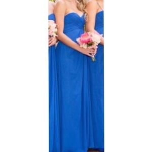 Blue bridesmaids dress with removable straps